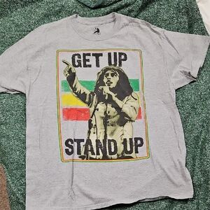 Zion Rootswear Gray T-Shirt with Iconic Bob Marley Graphic